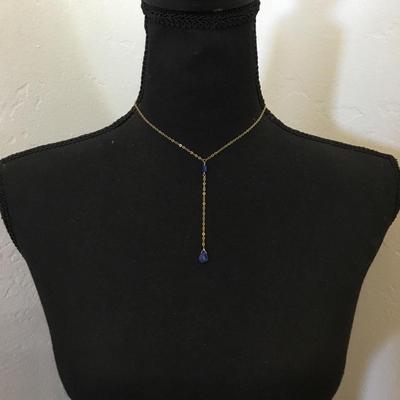 Beautiful designer Judith, bright 14 karat gold filled and lapis stone dainty necklace