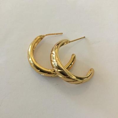 Beautiful gold tone half hoop earrings
