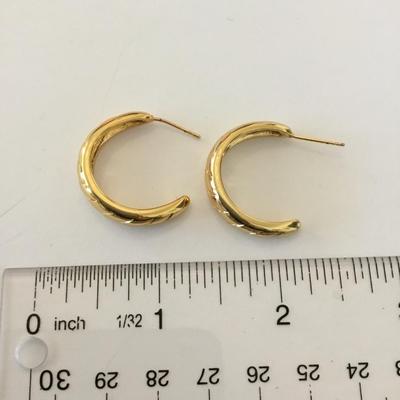 Beautiful gold tone half hoop earrings