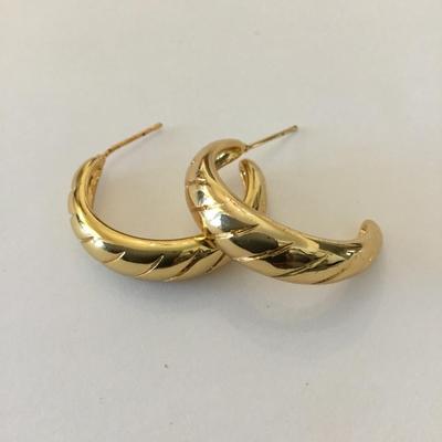 Beautiful gold tone half hoop earrings
