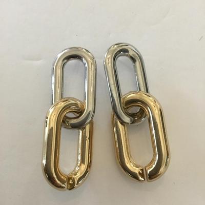 Gold and silver toned chain link dangle earrings
