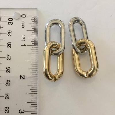 Gold and silver toned chain link dangle earrings