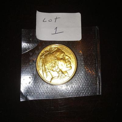 Sale Photo Thumbnail #3: Indian/ Buffalo gold coin. Sealed and uncirculated.