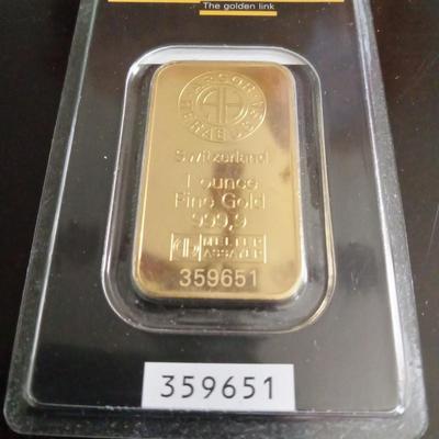 Sale Photo Thumbnail #4: Argor-Heraeus 1 oz Gold bar.