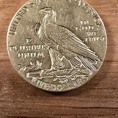 1913 Indian Head five dollar gold coin