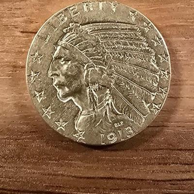 1913 Indian Head five dollar gold coin