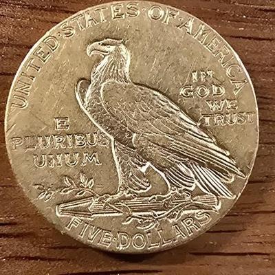 1910 S five dollar gold Indian Head coin