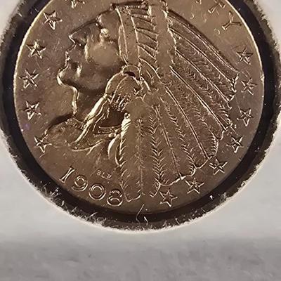 1908 $2.50 dollar gold Indian Head coin