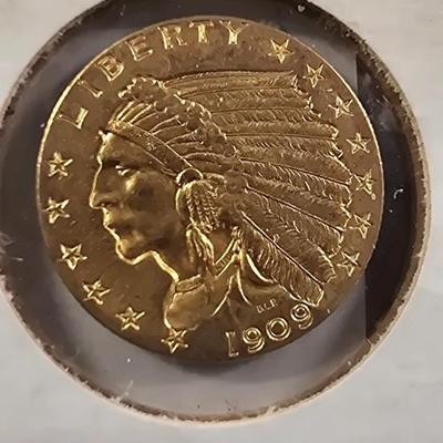 1909 $2.50 Indian Head Gold coin