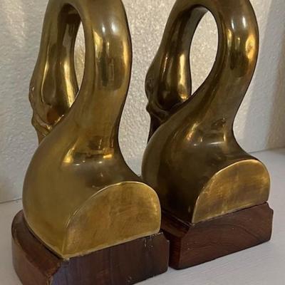 Two Brass Duck Bookends