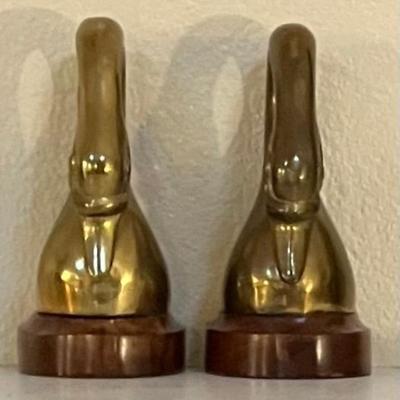 Two Brass Duck Bookends