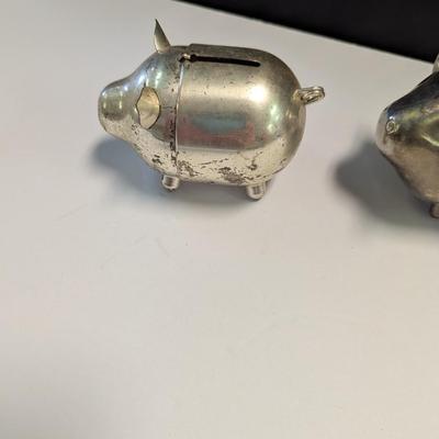 Sale Photo Thumbnail #16: Napier & Raimond 3 Little Pig Plated Piggy Banks