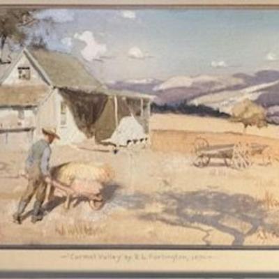 Original Watercolor By Richard Langtry Partington "Carmel Valley"