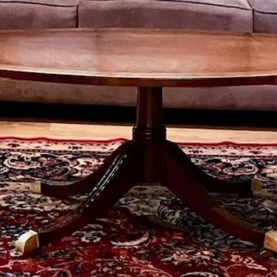 Vintage Coffee Table With Brass Accents