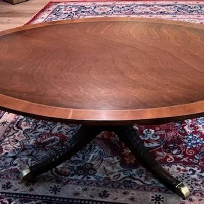 Vintage Coffee Table With Brass Accents