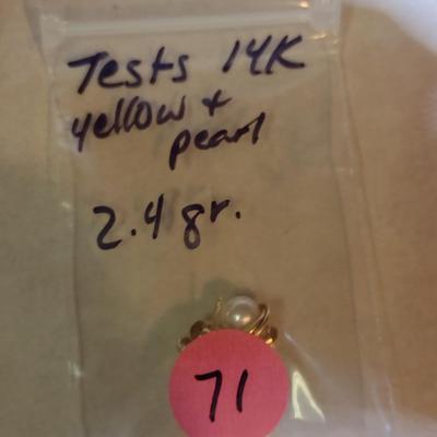 14 Karat Yellow Gold and Pearl Post Earrings- Approx Total Weight 2.4 Grams (#71)