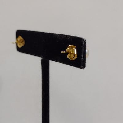 14 Karat Yellow Gold and Pearl Post Earrings- Approx Total Weight 2.4 Grams (#71)