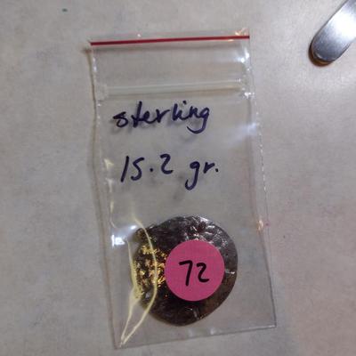 Sterling Silver Pendant- Sand Dollar Design- Approx Total Weight 15.2 Grams (#72)