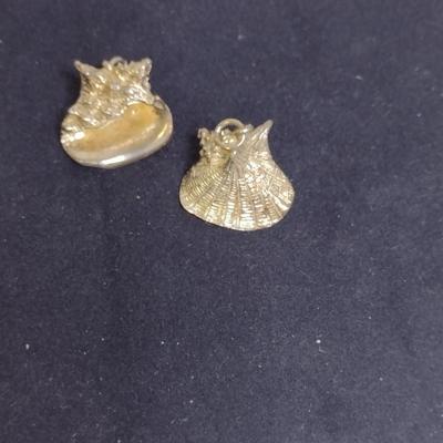 Pair of Conch Shell Design Pendants/Charms- Marked 'Bahamas' (#73)