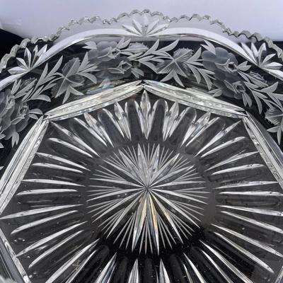 Heavy Cut/Etched Crystal Pitcher and Centerpiece Bowl