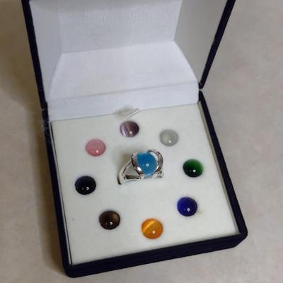 Sterling Silver Ring with Interchangeable Settings- Size 6 (#74)