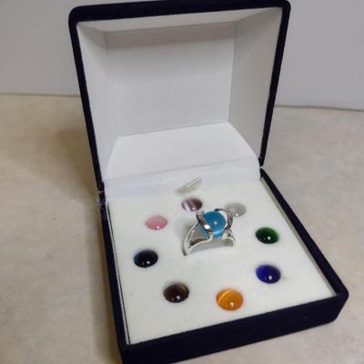 Sterling Silver Ring with Interchangeable Settings- Size 6 (#74)