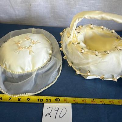 Vintage Flower Basket and Ring Pillow