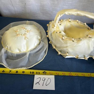Vintage Flower Basket and Ring Pillow