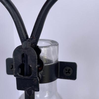 Black Iron Wall Decor with Glass Bottles
