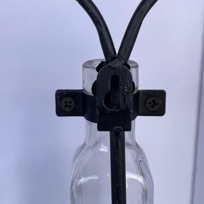 Black Iron Wall Decor with Glass Bottles