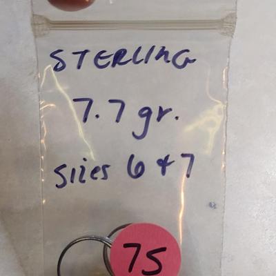 Pair of Sterling Silver Rings- Size 6 and 7- Approx Total Weight 7.7 Grams (#75)