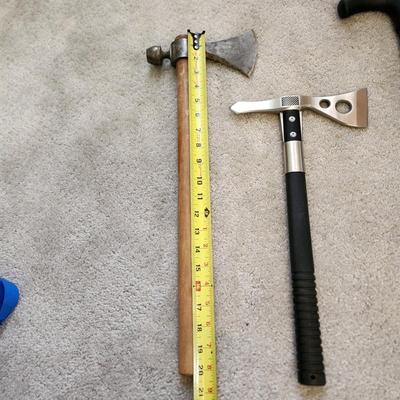 Lot of 3 Collectables Vintage Pipe Tomahawk ,SOG Fasthawk Axe, Walking Stick Cane Sword