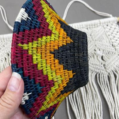 2 Macrame Wall Hangings and Swaziland Basket