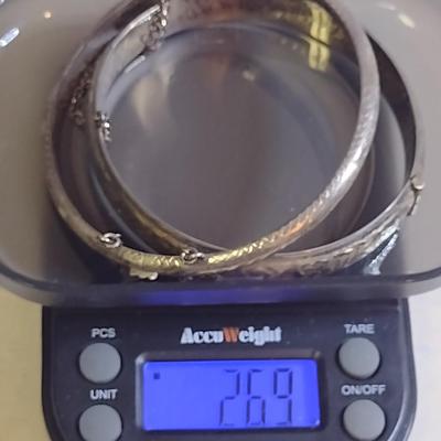 Pair of Sterling Silver Bangles- Approx Total Weight 26.9 Grams (#77)