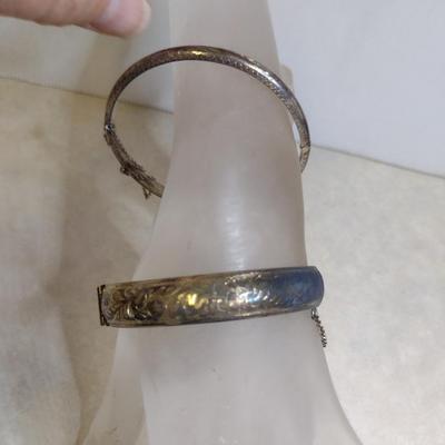 Pair of Sterling Silver Bangles- Approx Total Weight 26.9 Grams (#77)