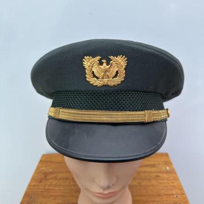 VINTAGE U.S. ARMY OFFICER PEAK CAP WITH WARRANT OFFICER CAP BRIDGE