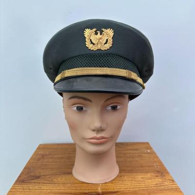 VINTAGE U.S. ARMY OFFICER PEAK CAP WITH WARRANT OFFICER CAP BRIDGE
