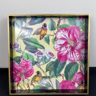 Tropical Design black Lacquer Tray