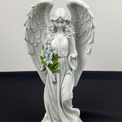 Tall Resin Angel with Solar Lantern