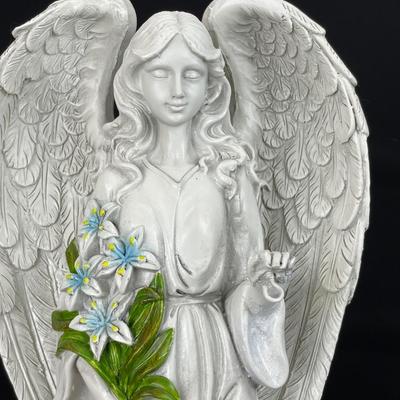Tall Resin Angel with Solar Lantern
