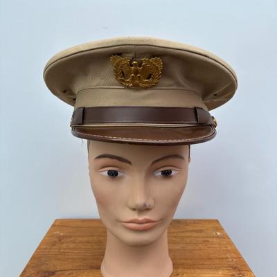VINTAGE U.S. ARMY WWII OFFICERS KHAKI CAP