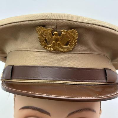 VINTAGE U.S. ARMY WWII OFFICERS KHAKI CAP