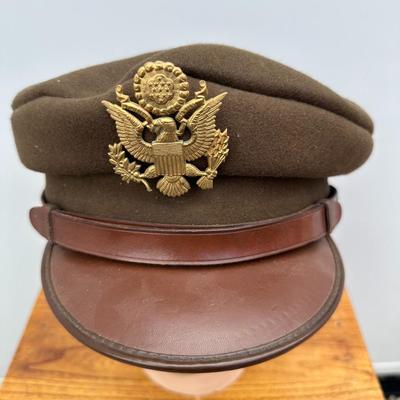 VINTAGE U.S. ARMY AIR FORCE OFFICERS CRUSHER STYLE VISOR CAP