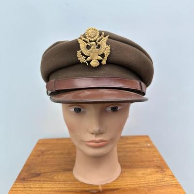 VINTAGE U.S. ARMY AIR FORCE OFFICERS CRUSHER STYLE VISOR CAP