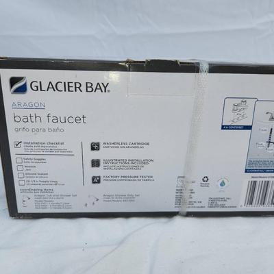 Sale Photo Thumbnail #80: Glacier Bay Aragon 2-handle bath faucet in a chrome finish, model 811 530. Features a 4-inch centerset design and a click-install drain assembly for easy installation. Includes a washerless cartridge and comes with a limited lifetime warranty. The faucet 