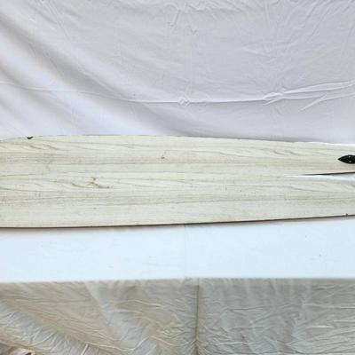 Sale Photo Thumbnail #257: Mach 1 Special wooden water skis featuring original rubber bindings labeled 'FORMULA S.' The skis exhibit a natural wood finish with 'Mach 1 Special' printed on the top. Suitable for water sports enthusiasts and collectors. Condition suggests prior use wi