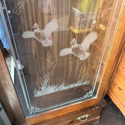 WOODEN GUN CABINET WITH BOTTOM DRAWER