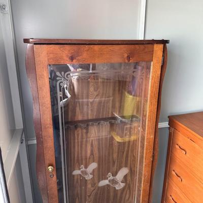 WOODEN GUN CABINET WITH BOTTOM DRAWER