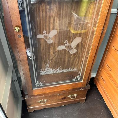 WOODEN GUN CABINET WITH BOTTOM DRAWER