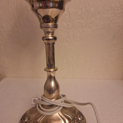 brass and glass lamp